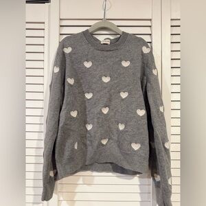Crewcuts Gray Sweater with White Heart Pattern